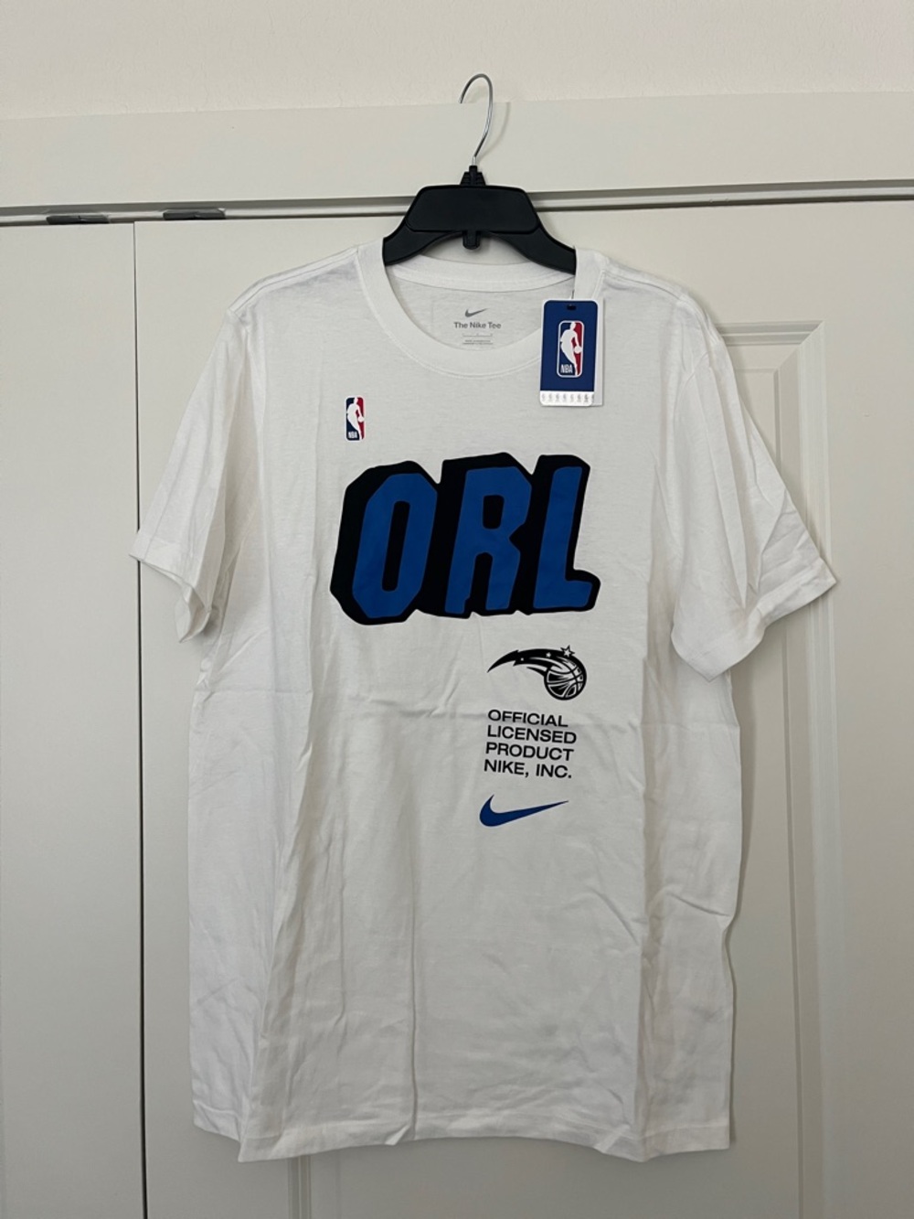 Nike Nike White Orlando Magic ORL Graphic Tee with Blue Accents
